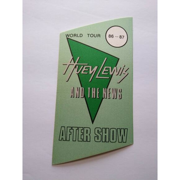 Huey Lewis And The News 1986 Backstage Pass Original Fore Tour Green After Show - Picture 3 of 4
